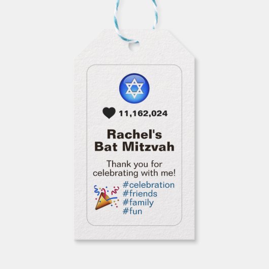 ソーシャルメディア絵文字バルミツワーまたはバー（ユダヤ教の）バル・ミツバー ギフトタグ (裏面)