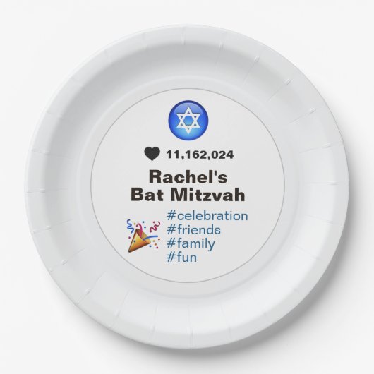 ソーシャルメディア絵文字バルミツワーまたはバー(ユダヤ教の)バル・ミツバー ペーパープレート (正面)