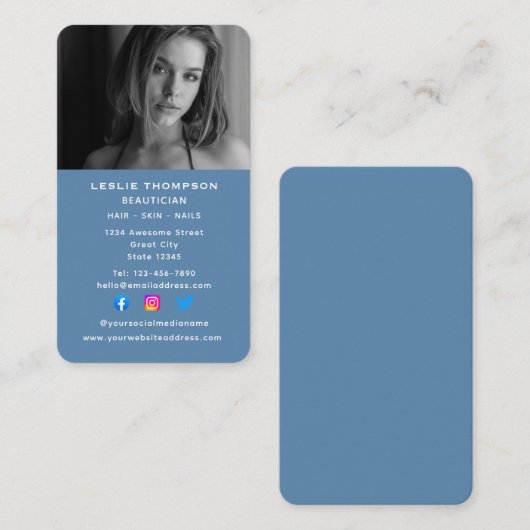 ソーシャルメディア美容師ビューティシアンバーティカル 名刺 (正面/裏面)
