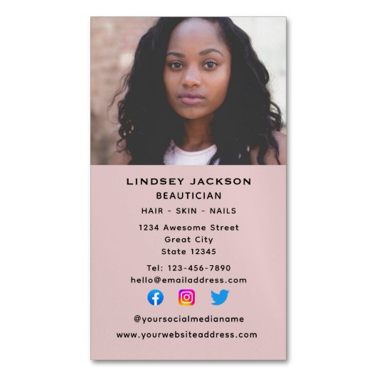 ソーシャルメディア美容師美容師垂直 マグネット名刺 (正面縦)