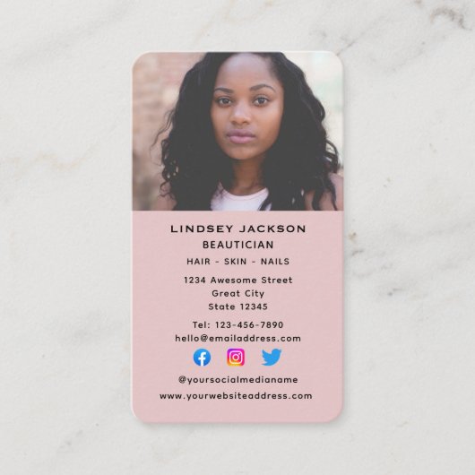 ソーシャルメディア美容師美容師垂直 名刺 (正面)