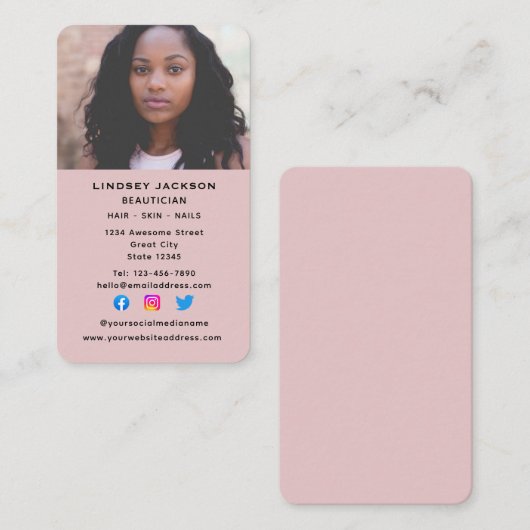 ソーシャルメディア美容師美容師垂直 名刺 (正面/裏面)