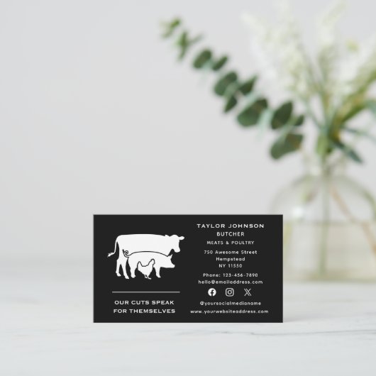 ソーシャルメディア肉肉市場カウピッグチキン 名刺 (スタンド正面)