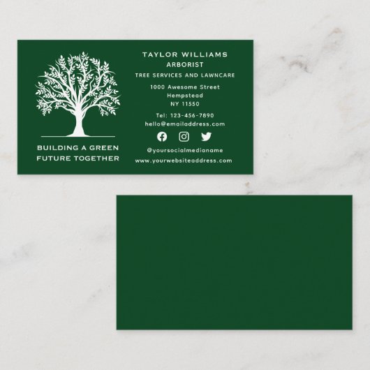 ソーシャルメディア芝生気に造園ツリーサービス 名刺 (正面/裏面)