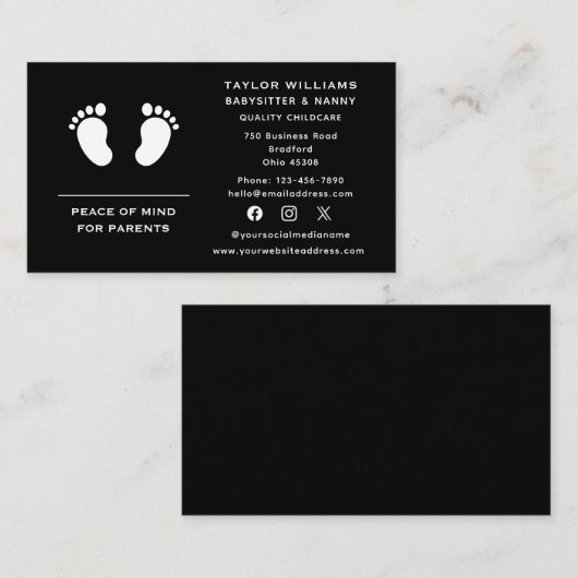 ソーシャルメディア託児ベビーシッターNannyベビー足 名刺 (正面/裏面)
