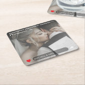 ソーシャルメディア記事の投稿結婚写真 スクエアペーパーコースター (アングル)