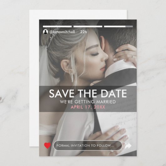 ソーシャルメディア記事の投稿結婚写真 セーブザデート (正面/裏面)