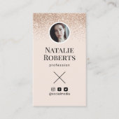 ソーシャルメディア赤面ピンクQRコード写真の追加 名刺 (正面)