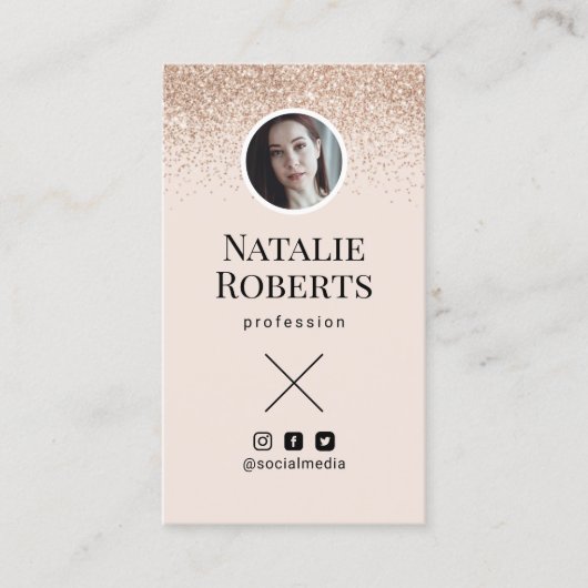 ソーシャルメディア赤面ピンクQRコード写真の追加 名刺 (正面)