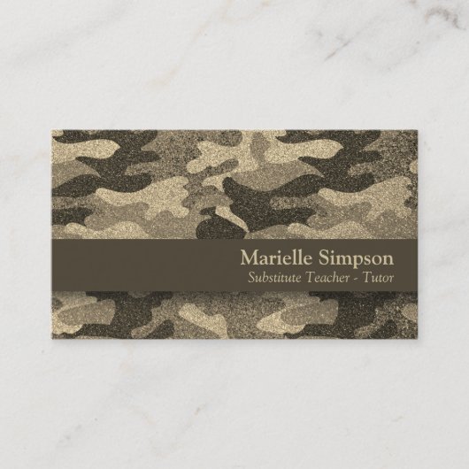 ソーシャルメディア軍隊妻カモフラージュ金ゴールドグリッター 名刺 (正面)