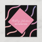 ソーシャルメディア追加ロゴQRコードトレンディーホログラフィック スクエア名刺 (正面)