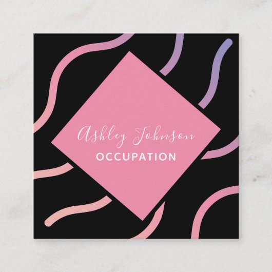 ソーシャルメディア追加ロゴQRコードトレンディーホログラフィック スクエア名刺 (正面)