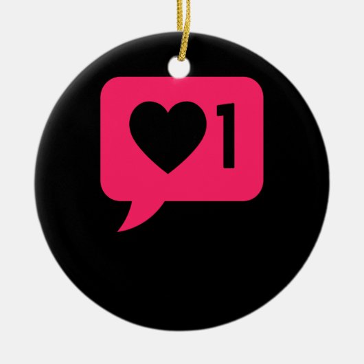ソーシャルメディア通知バレンタインデー セラミックオーナメント (正面)