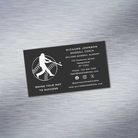 ソーシャルメディア野球コーチソフトボールインストラクター マグネット名刺 (インサイチュ)