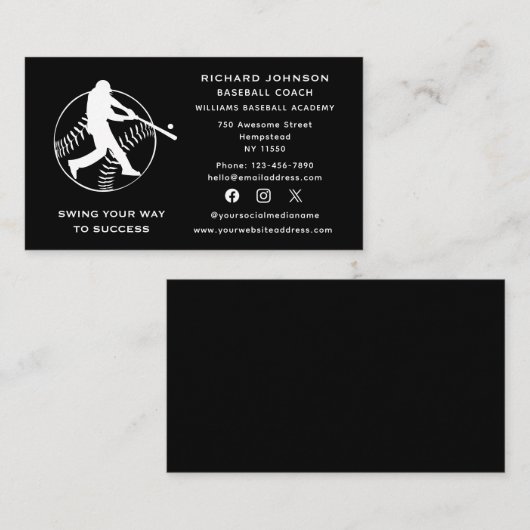 ソーシャルメディア野球コーチソフトボールインストラクター 名刺 (正面/裏面)