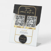 ソーシャルメディア2 QRコード離れレビューブラック&金ゴールド 台座サイン (正面)