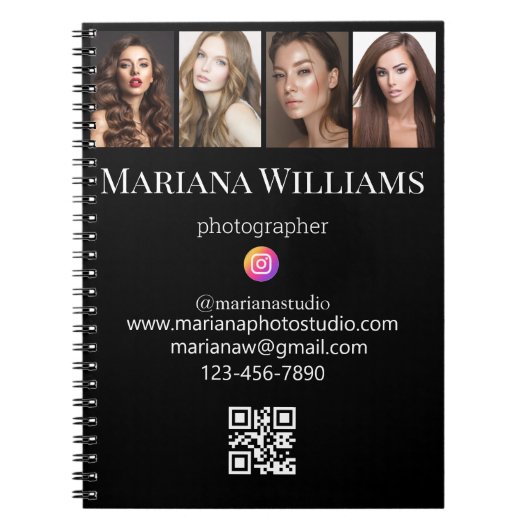 ソーシャルメディア4写真qrコード小規模企業 ノートブック (正面)