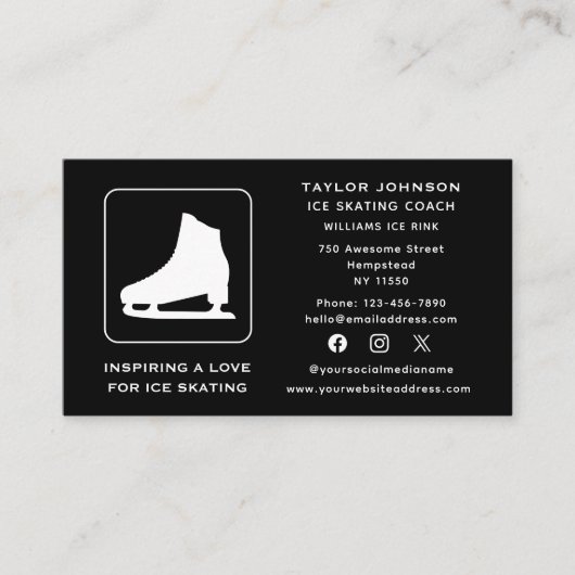 ソーシャルメディア アイススケート インストラクター スポーツコーチ 名刺 (正面)