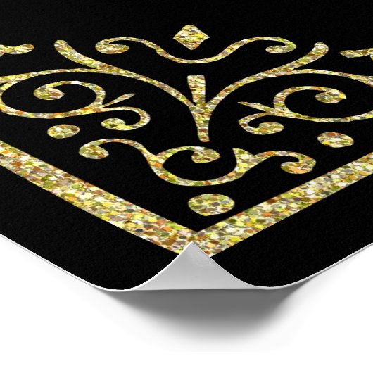 ソーシャルメディア ウェディングサイン エレガント ゴールド グリッター ポスター (角)