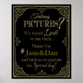 ソーシャルメディア ウェディングサイン エレガント ゴールド グリッター ポスター (正面)