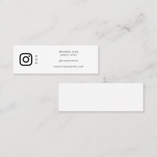 ソーシャルメディア&ウェブサイトミニマリスシンプルトホワイトIG スキニー名刺 (正面/裏面)