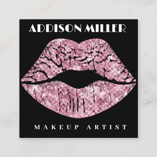 ソーシャルメディア、トレンディー、メイクアップアーティスト&QRコード スクエア名刺 (正面)