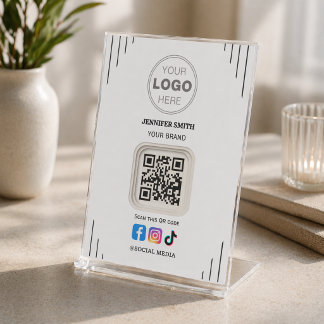 ソーシャルメディア ビジネスカード | Instagram Facebook QR 台座サイン