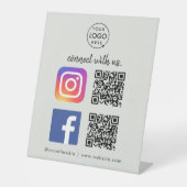 ソーシャルメディア | QRコードインスタグラムFacebookグレー 台座サイン (正面)