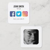 ソーシャルメディアFACEBOOK TWITTER INSTAGRAMのプロフィール スクエア名刺 (正面/裏面)