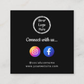 ソーシャルメディアInstagramおよびFacebookのQRコード スクエア名刺 (正面)
