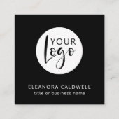 ソーシャルメディアQRコードあなたのロゴブラック スクエア名刺 (正面)