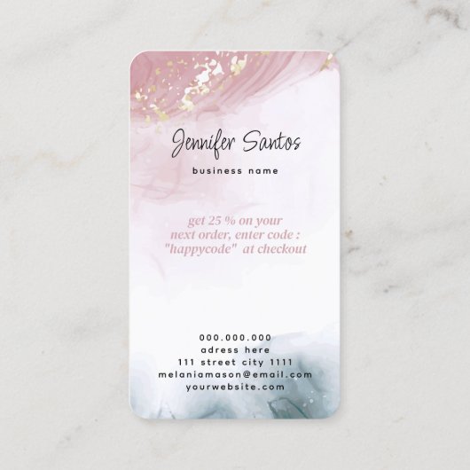 ソーシャルメディアQRコードとロゴの水色に感謝 名刺 (裏面)