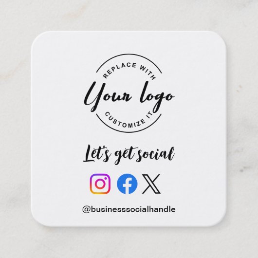 ソーシャルメディアQRコードのWebサイトのロゴをカスタム取得する スクエア名刺 (正面)