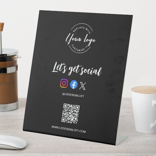 ソーシャルメディアQRコードのWebサイトのロゴをカスタム取得する 台座サイン (インサイチュ)