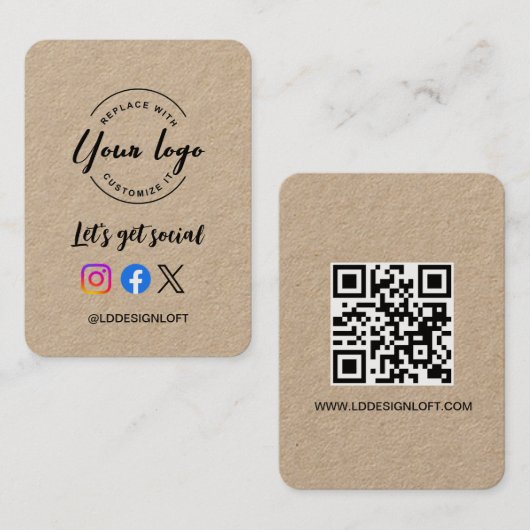 ソーシャルメディアQRコードのWebサイトのロゴをカスタム取得する 名刺 (正面/裏面)