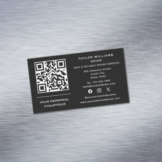 ソーシャルメディアQRコードショーフールサービスタクシー運転手 マグネット名刺 (インサイチュ)