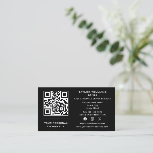 ソーシャルメディアQRコードショーフールサービスタクシー運転手 名刺 (スタンド正面)