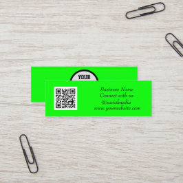 ソーシャルメディアQRコードシンプル蛍光緑 スキニー名刺