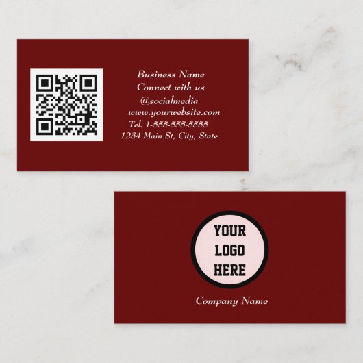 ソーシャルメディアQRコードスキャナブルBurgundy Maroon 名刺 (正面/裏面)