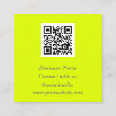 ソーシャルメディアQRコードスキャン可能な蛍光黄色 スクエア名刺 (正面)