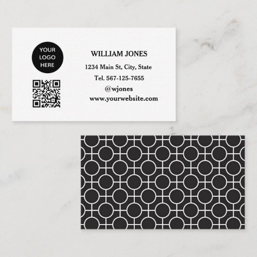 ソーシャルメディアQRコードスキャン可能ブラックモダン 名刺 (正面/裏面)