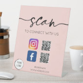 ソーシャルメディアQRコードソフトピンク 台座サイン (インサイチュ)