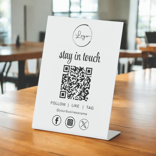 ソーシャルメディアQRコードビジネスロゴ 台座サイン