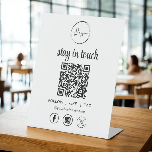 ソーシャルメディアQRコードビジネスロゴ 台座サイン