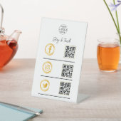 ソーシャルメディアQRコードビジネス台座金ゴールド 台座サイン (インサイチュ)