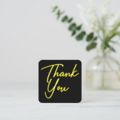 ソーシャルメディアQRコードビジネス黄色ありがとう スクエア名刺 (スタンド正面)