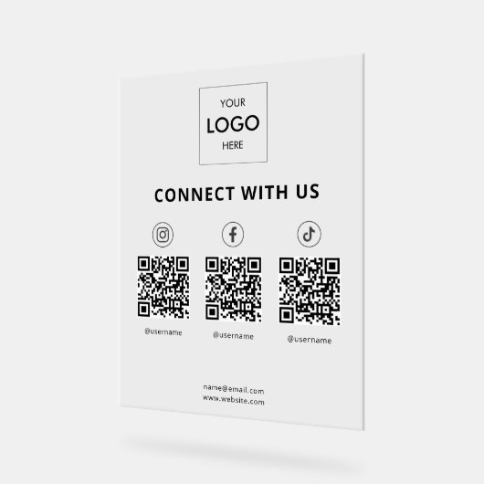 ソーシャルメディアQRコードビジネス アクリルサイン (傾斜)