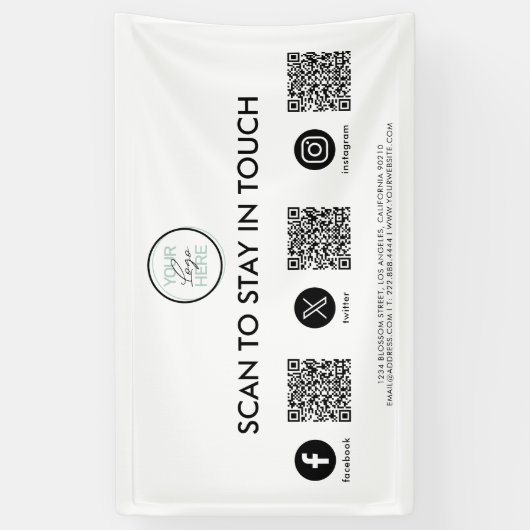 ソーシャルメディアQRコードビジネス 横断幕 (縦)