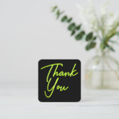 ソーシャルメディアQRコードビジネスNeon Green Thank You スクエア名刺 (スタンド正面)