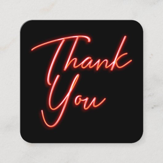ソーシャルメディアQRコードビジネスNeon Redありがとう スクエア名刺 (正面)